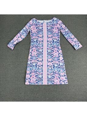 Lilly Pulitzer Marlowe Iris Blue Werk It Shirt Dress Pima Floral Women's XXS